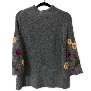ANTHROPOLOGIE TURTLENECK EMBROIDERED SWEATER